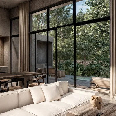 Image of Swimming Pool at Beecheii, featuring Modern Living Room, Open Concept Kitchen.