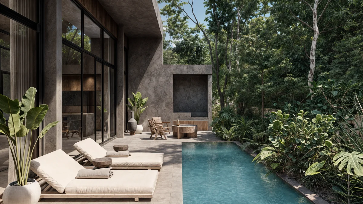 Image of Swimming Pool at Beecheii, featuring Modern Architecture, Private Swimming Pool.