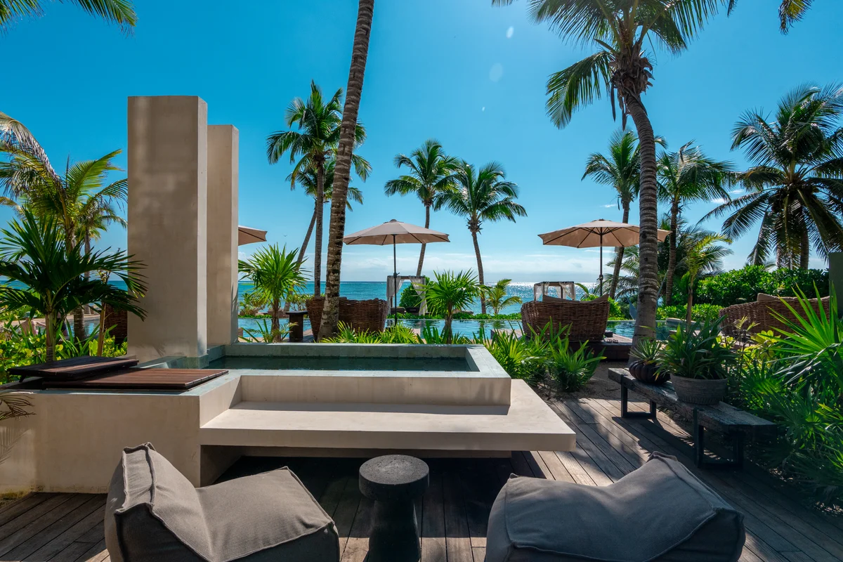 Image of Jacuzzi at Bespoke, featuring Tropical Outdoor Space, Ocean View Deck.