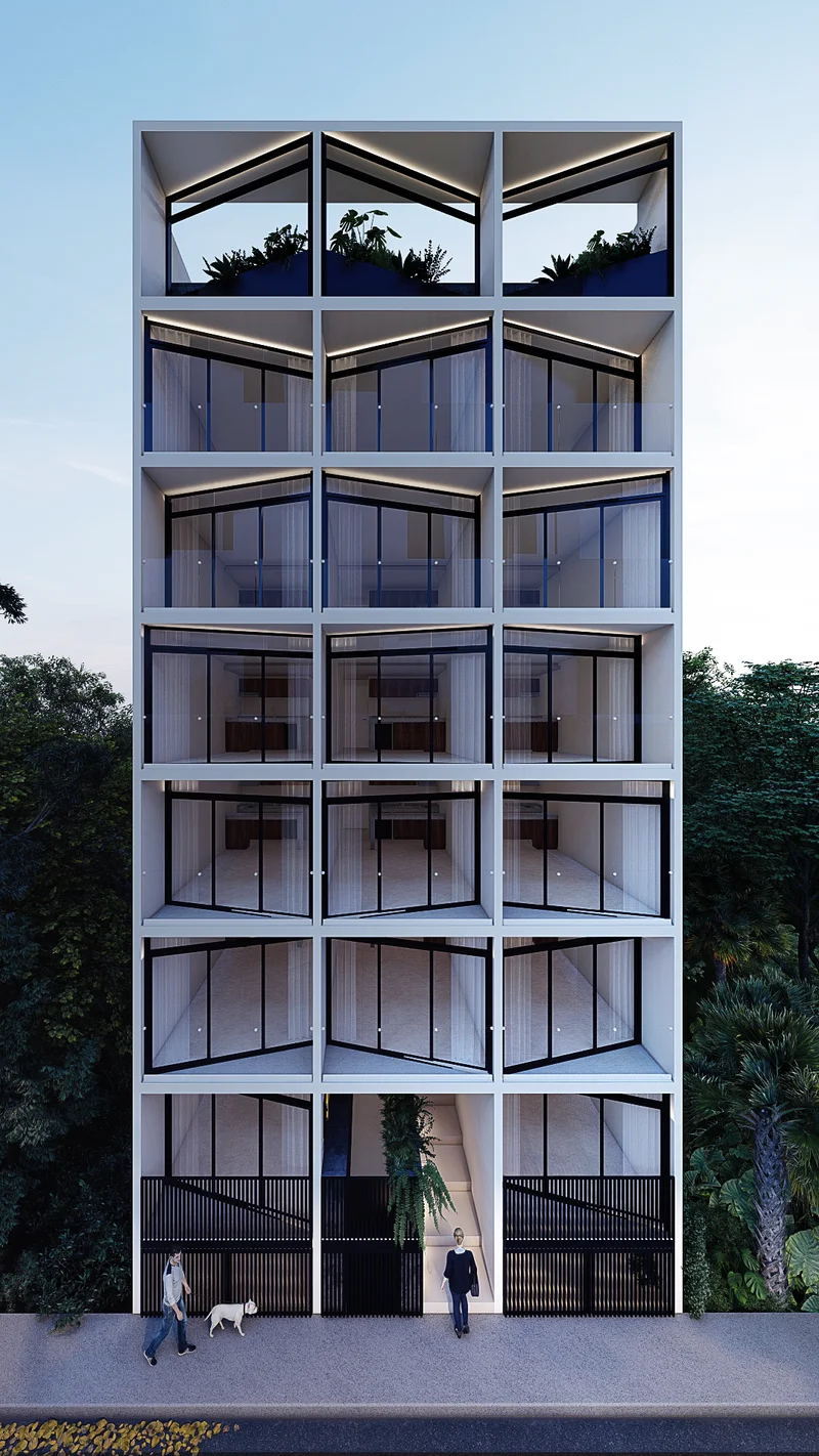 View of Modern Architecture at Buzz, showcasing Building Facade, Contemporary Design.