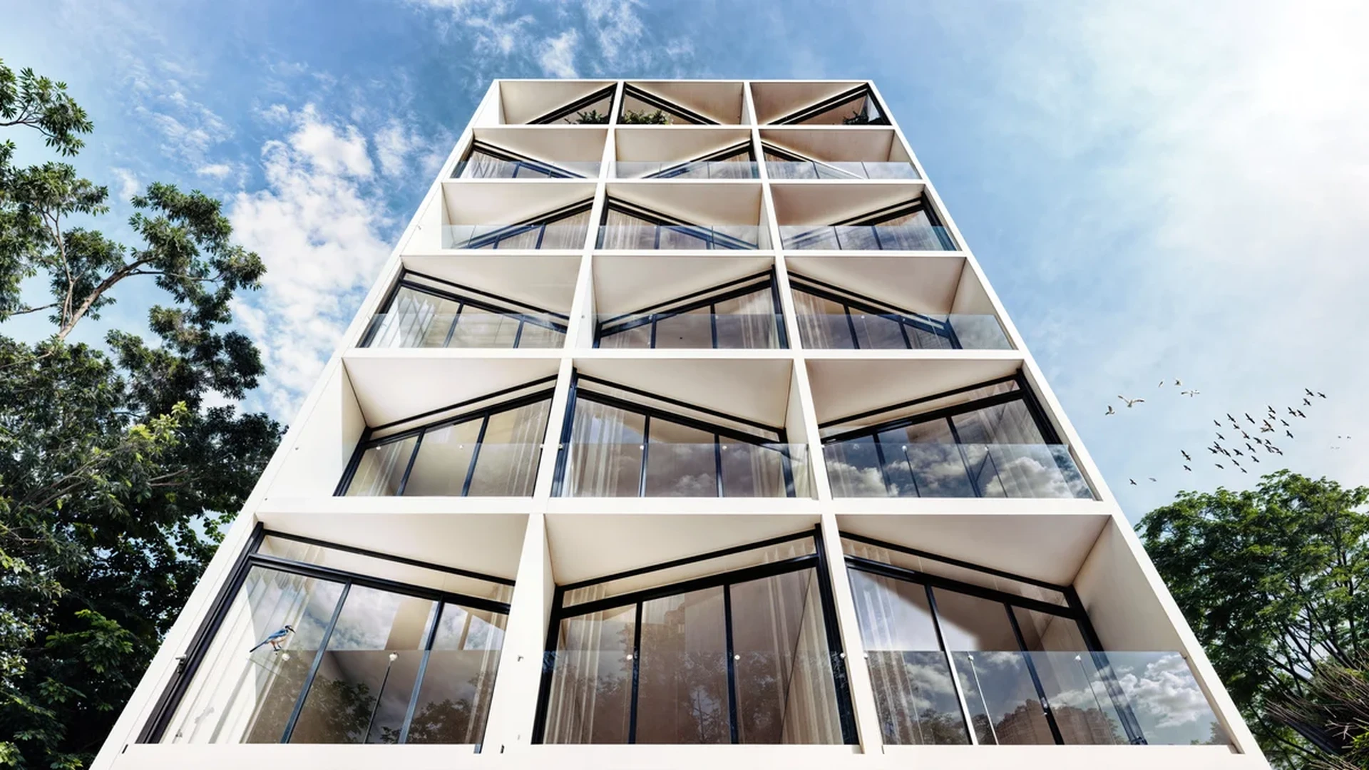 View of Modern Architecture at Buzz, showcasing Building Facade, Luxury Apartments.