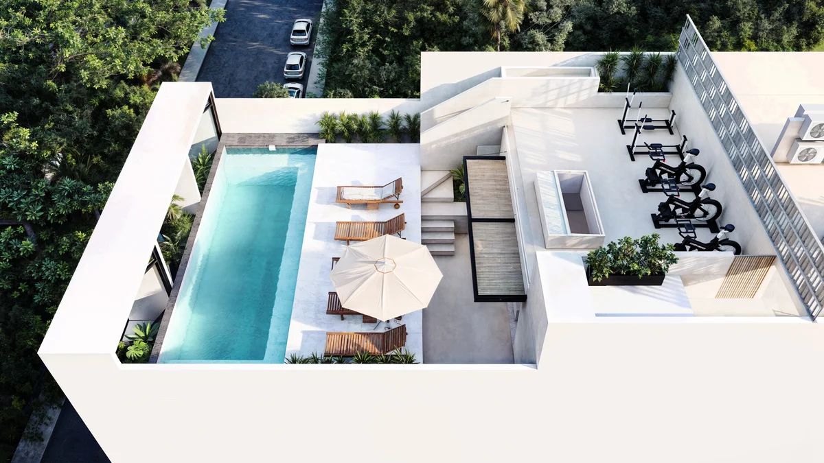 Image of Swimming Pool at Buzz, featuring Rooftop Pool, Outdoor Gym.