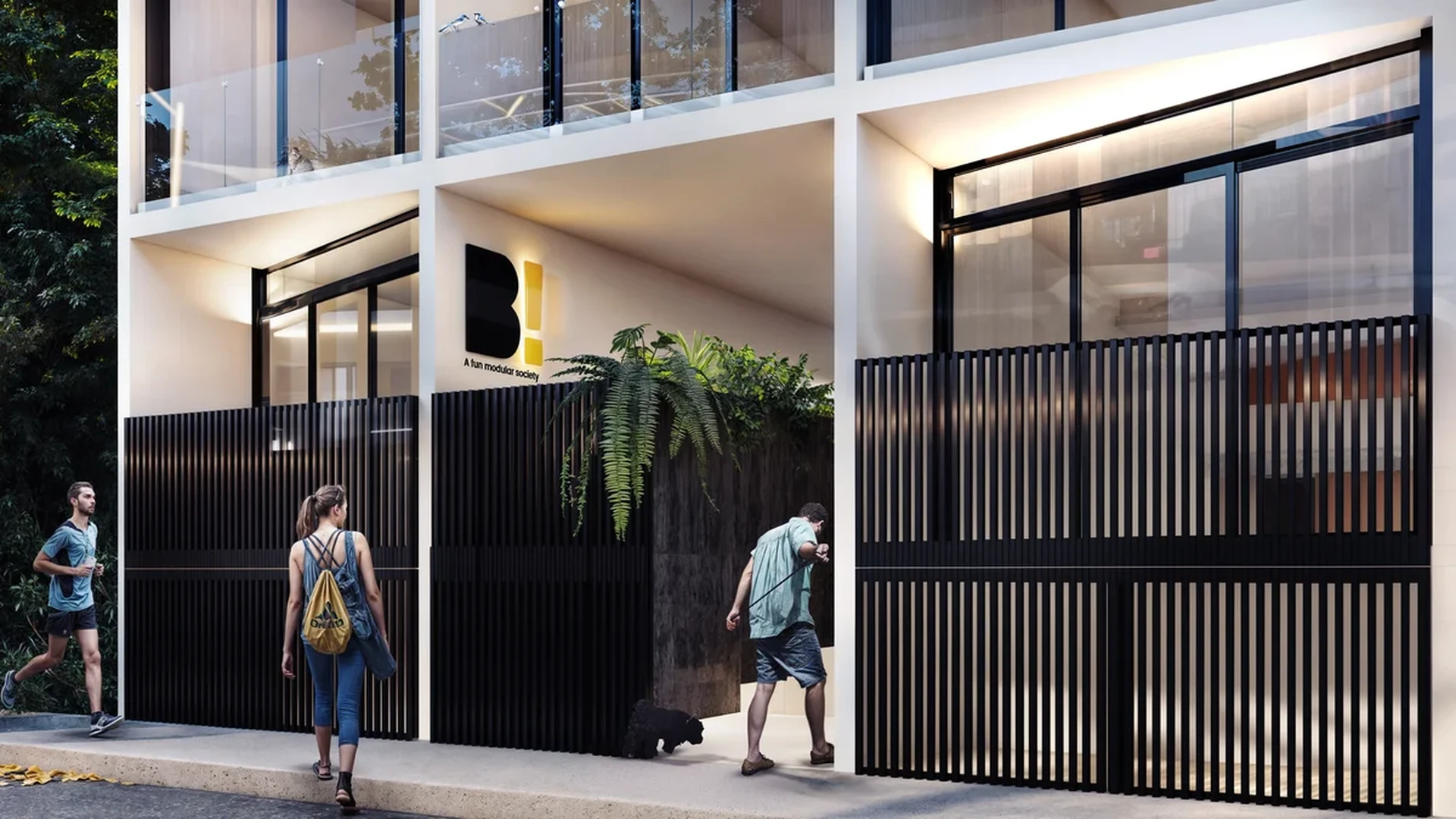 View of Modern Facade at Buzz, showcasing Contemporary Architecture, Residential Building.