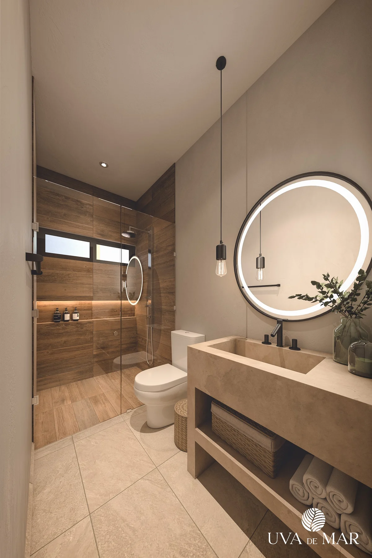 View of Modern Bathroom at Uva de Mar, showcasing Contemporary Design, Ensuite Bathroom.