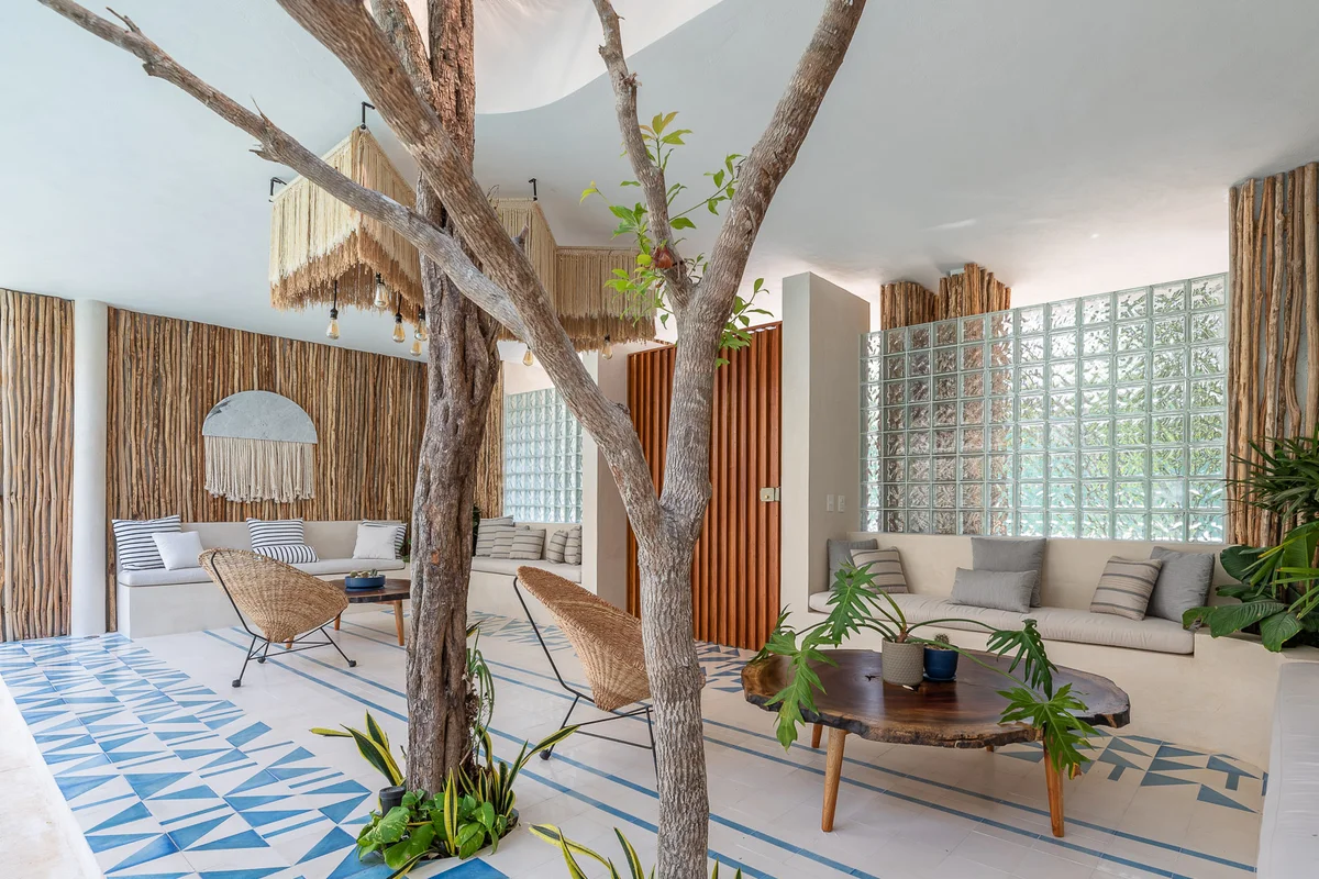 Image of Lounge at Carmela, featuring Tropical Lounge, Eclectic Interior.