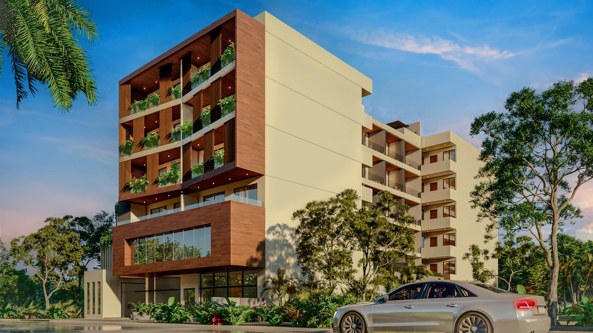 Image of Garden at Central Condo Living, featuring Modern Architecture, Building Facade.