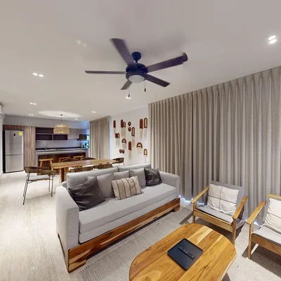 View of Open Concept Living at Costa Caribe, showcasing Modern Interior, Living Room.