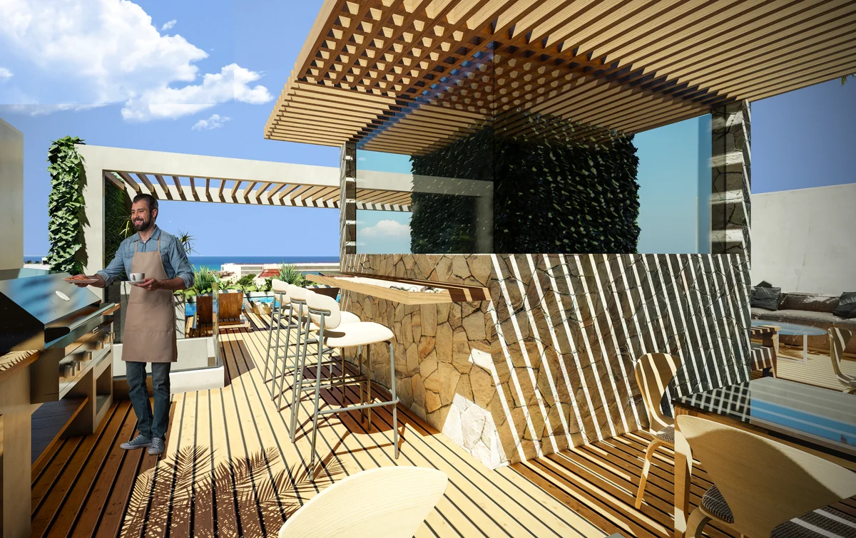 Image of Rooftop Terrace at Centurmex 10, featuring Rooftop Terrace, Grill Area.