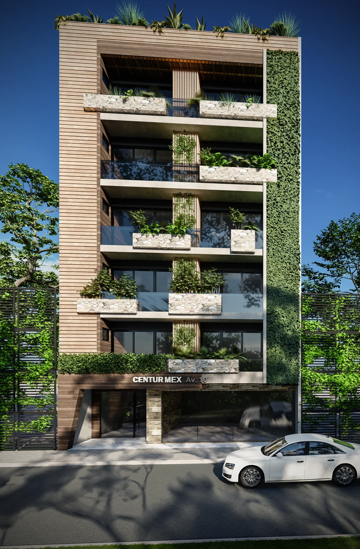 Image of Lobby at Centurmex 10, featuring Modern Architecture, Building Facade.