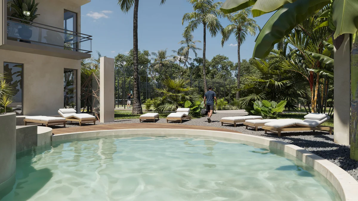 Image of Swimming Pool at Fruits Losantos, featuring Swimming Pool, Tropical Landscape.