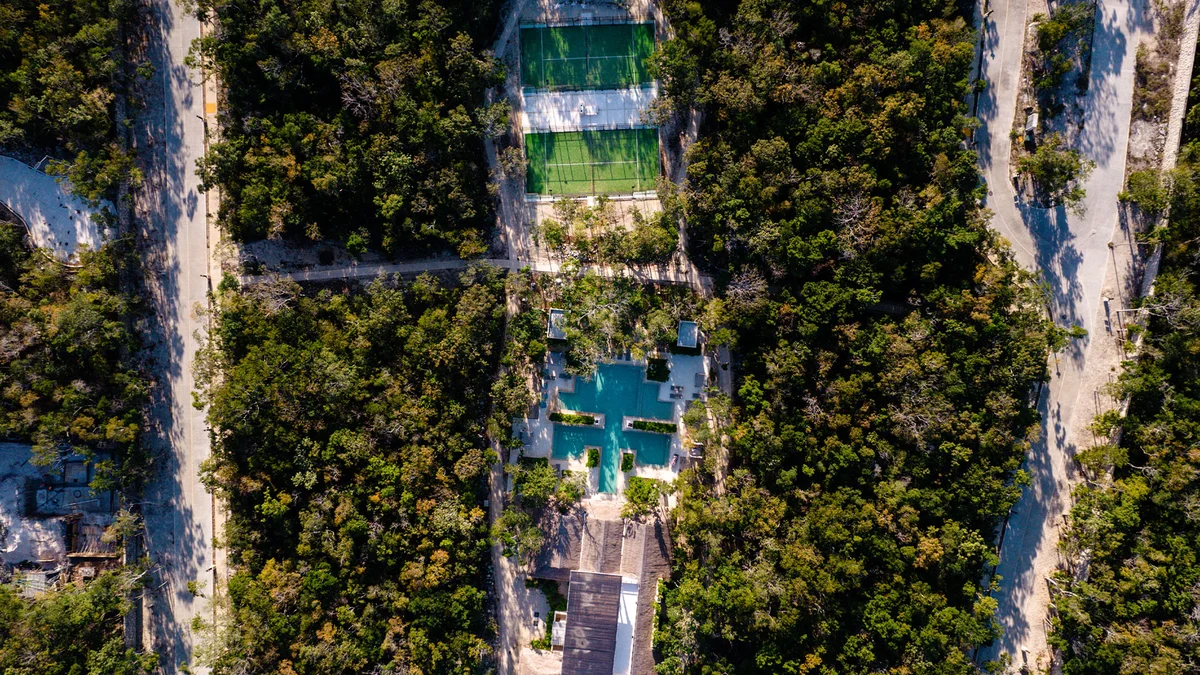 Image of Swimming Pool at Fruits Losantos, featuring Aerial View, Tennis Courts.