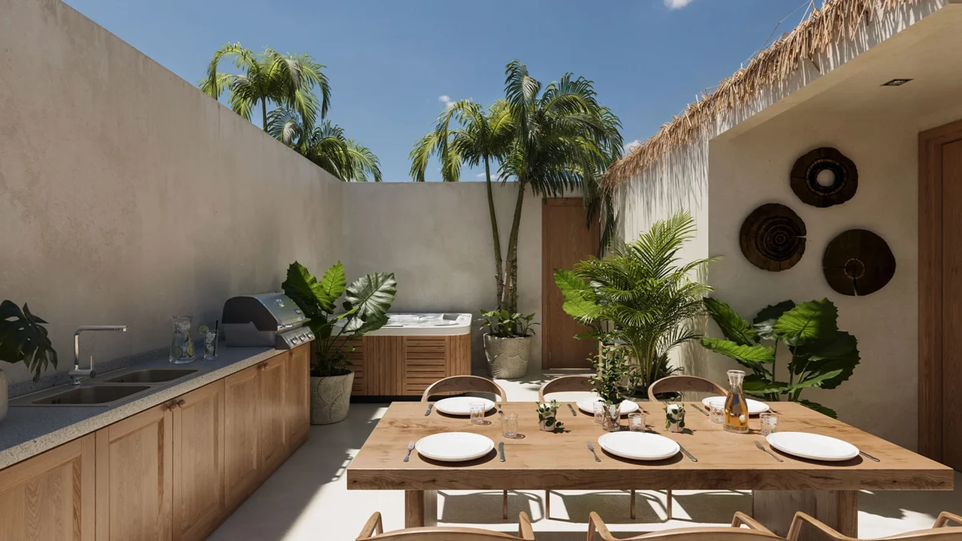 Image of Jacuzzi at Fruits Losantos, featuring Outdoor Dining, Private Patio.