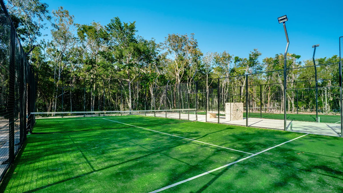 View of Paddle Tennis Court at Fruits Losantos, showcasing Sports Court, Outdoor Amenity.