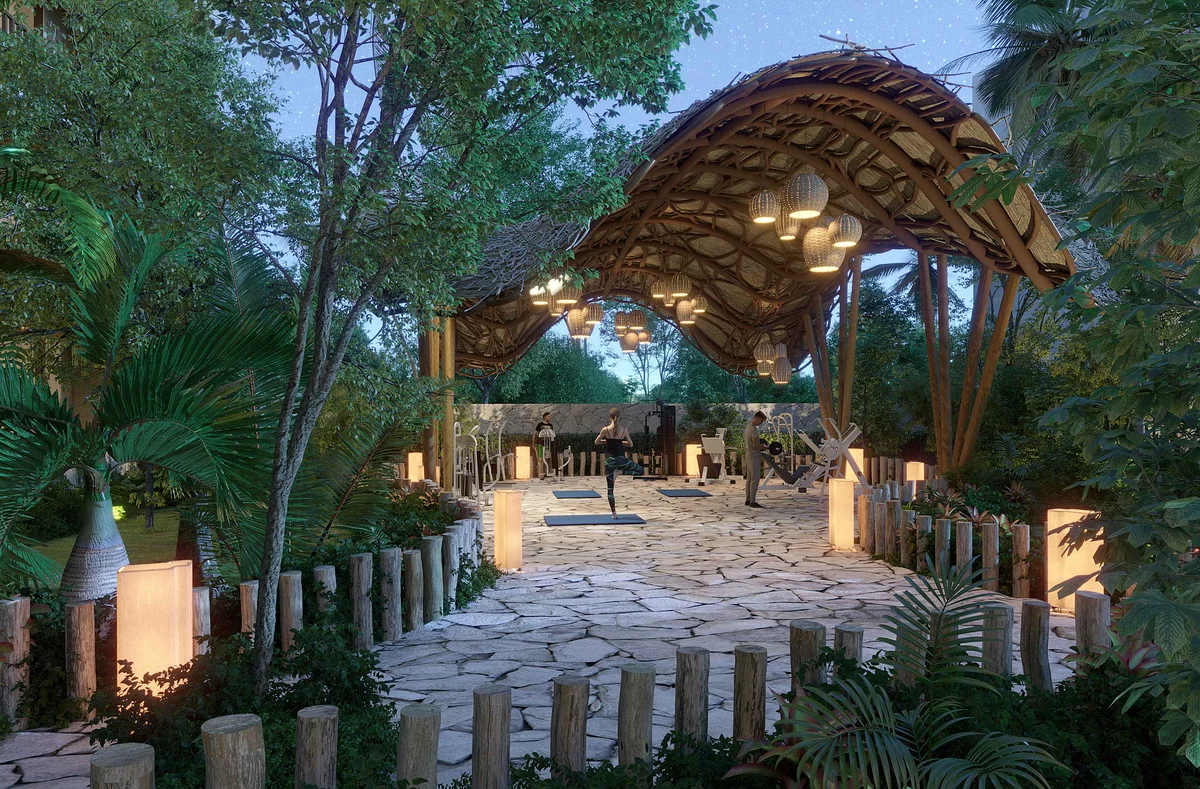 Image of Gym at Distrito Arte, featuring Outdoor Gym, Tropical Fitness.