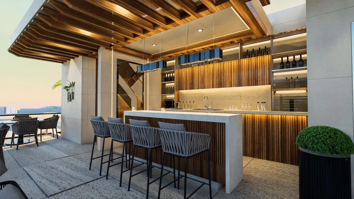 Image of Rooftop Terrace at DK 42, featuring Rooftop Bar, Outdoor Lounge.