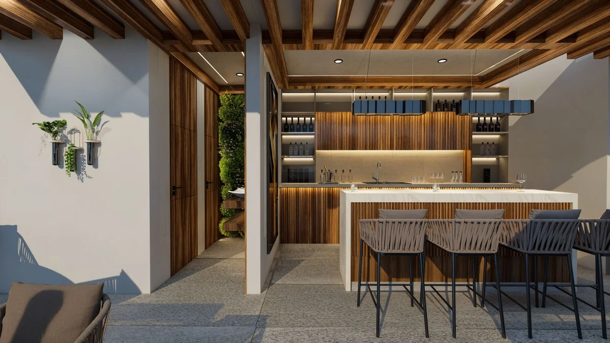 Image of Lounge at DK 42, featuring Outdoor Bar, Modern Bar Design.