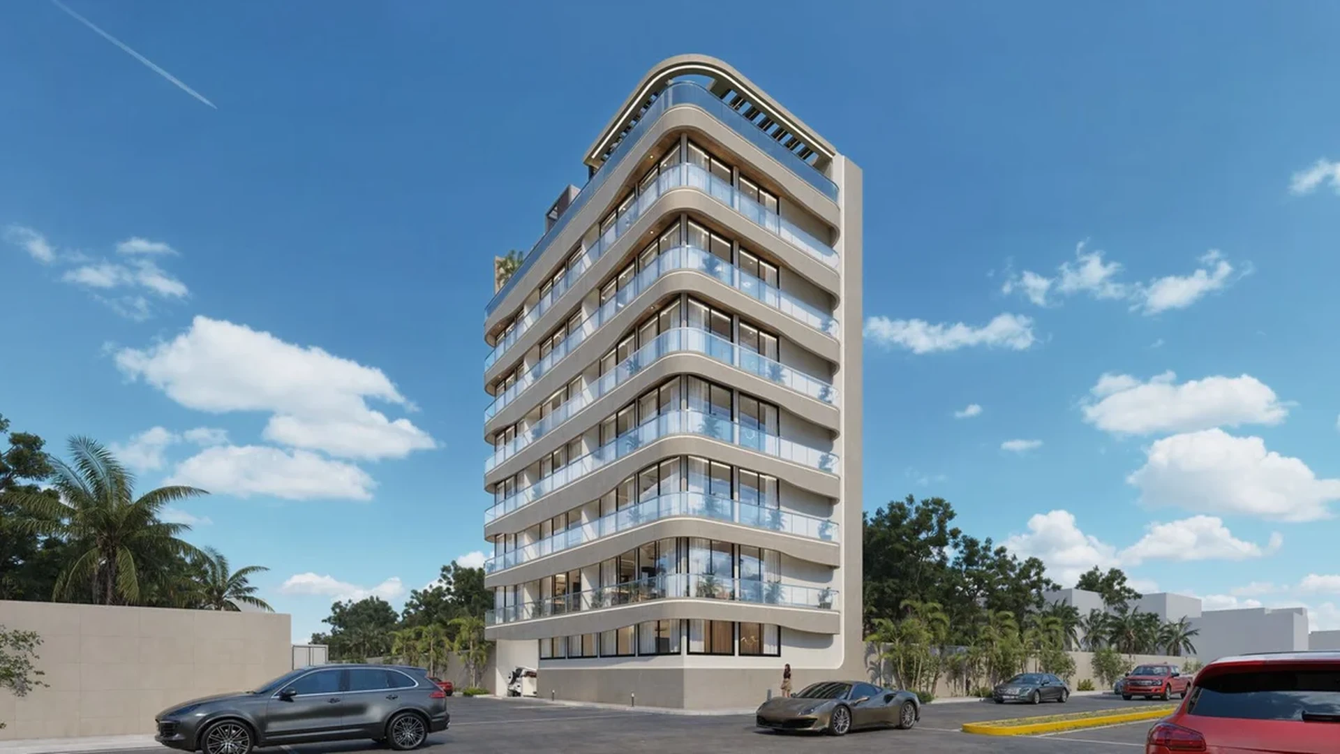 Image of Parking at DK 42, featuring Modern Architecture, Residential Building.