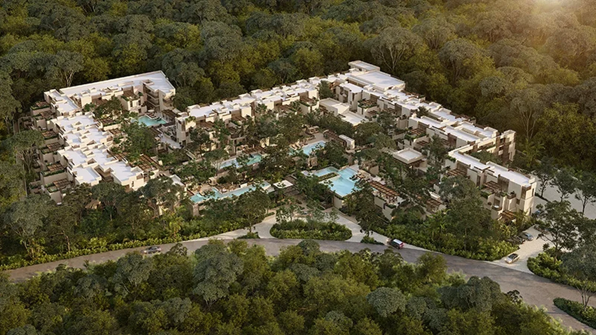 Image of Swimming Pool at Gran Tulum, featuring Aerial View, Residential Complex.