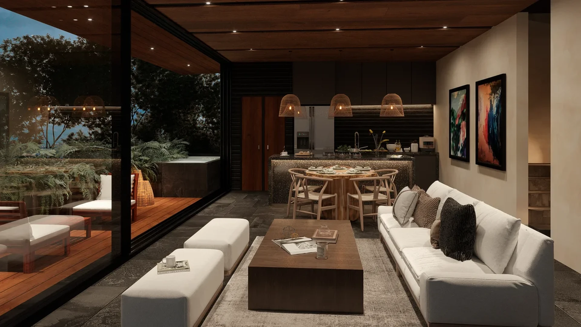 Image of Jacuzzi at Hermitage Keej, featuring Modern Interior Design, Open Concept Living.