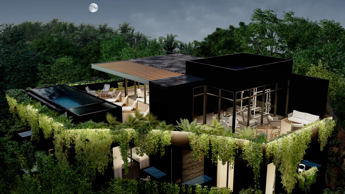 Image of Swimming Pool at Hermitage Keej, featuring Modern Architecture, Luxury Residence.