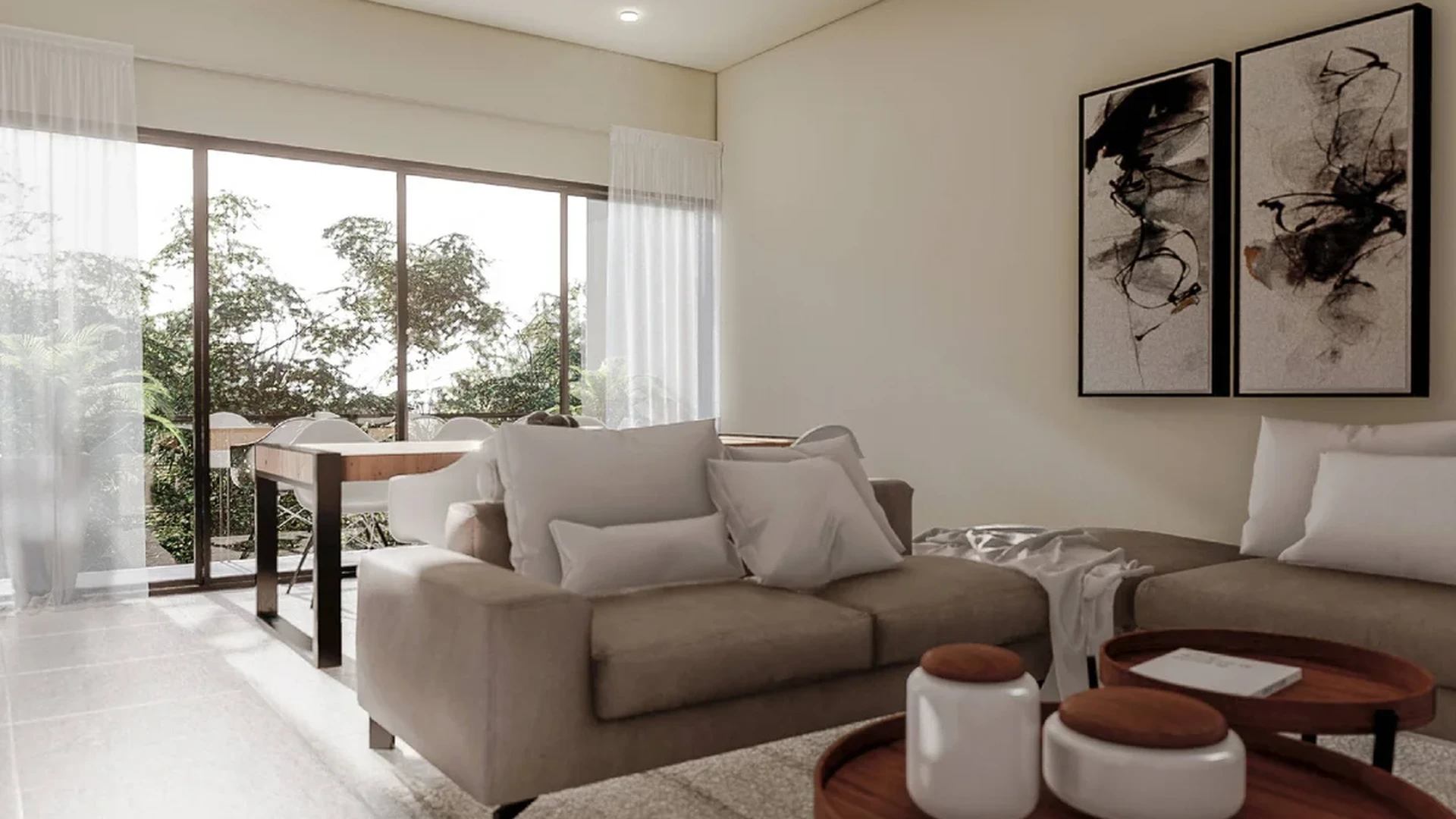 View of Living Room at Inzignia, showcasing Dining Area, Modern Interior.