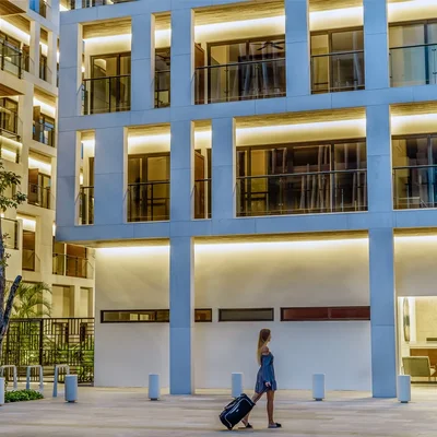 Image of Lobby at Ipana, featuring Modern Architecture, Building Exterior.