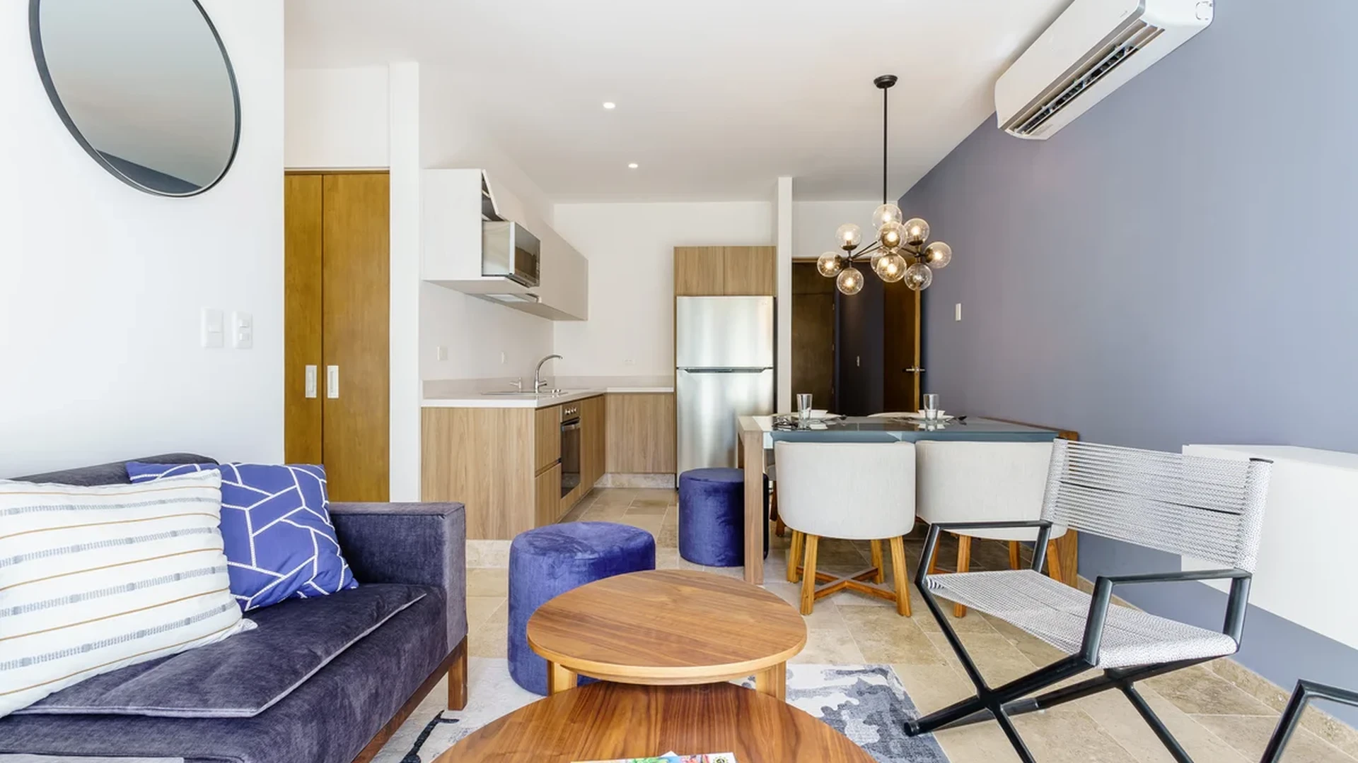 View of Open Concept Living at Ipana, showcasing Modern Kitchen, Dining Area.