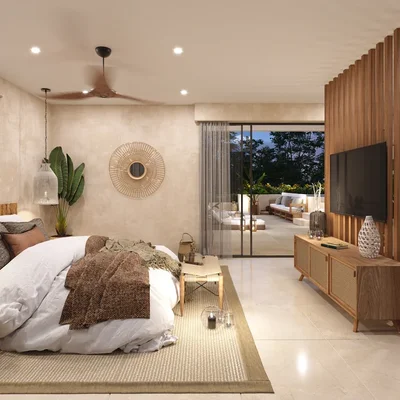 Image of Lounge at Itza Selva, featuring Bedroom, Modern Interior.