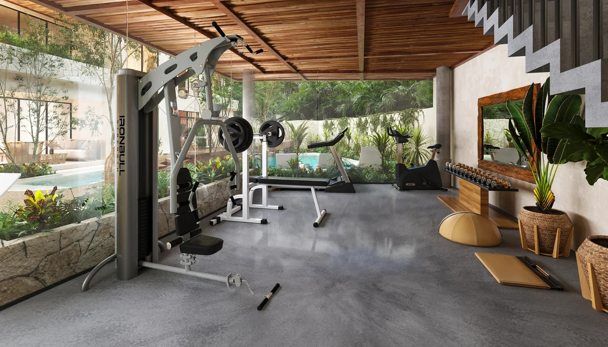 Image of Gym at Itza Selva, featuring Modern Gym, Fitness Center.
