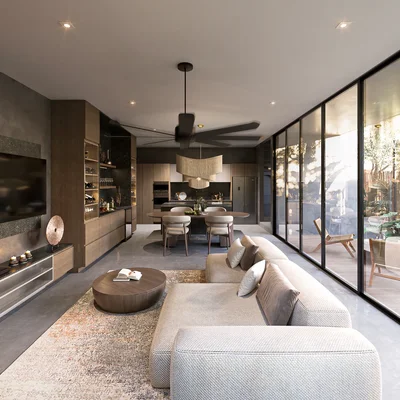 Image of Swimming Pool at Kachava Lux, featuring Modern Living Room, Open Concept Design.