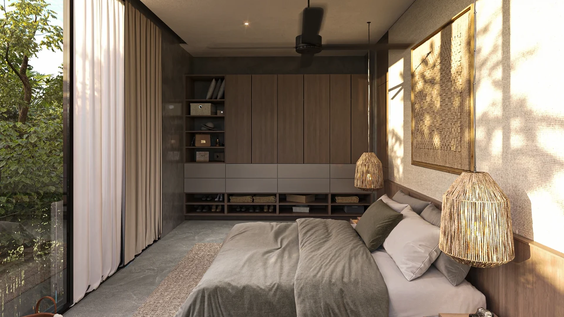 View of Modern Bedroom at Kachava Lux, showcasing Spacious Bedroom, Natural Light.