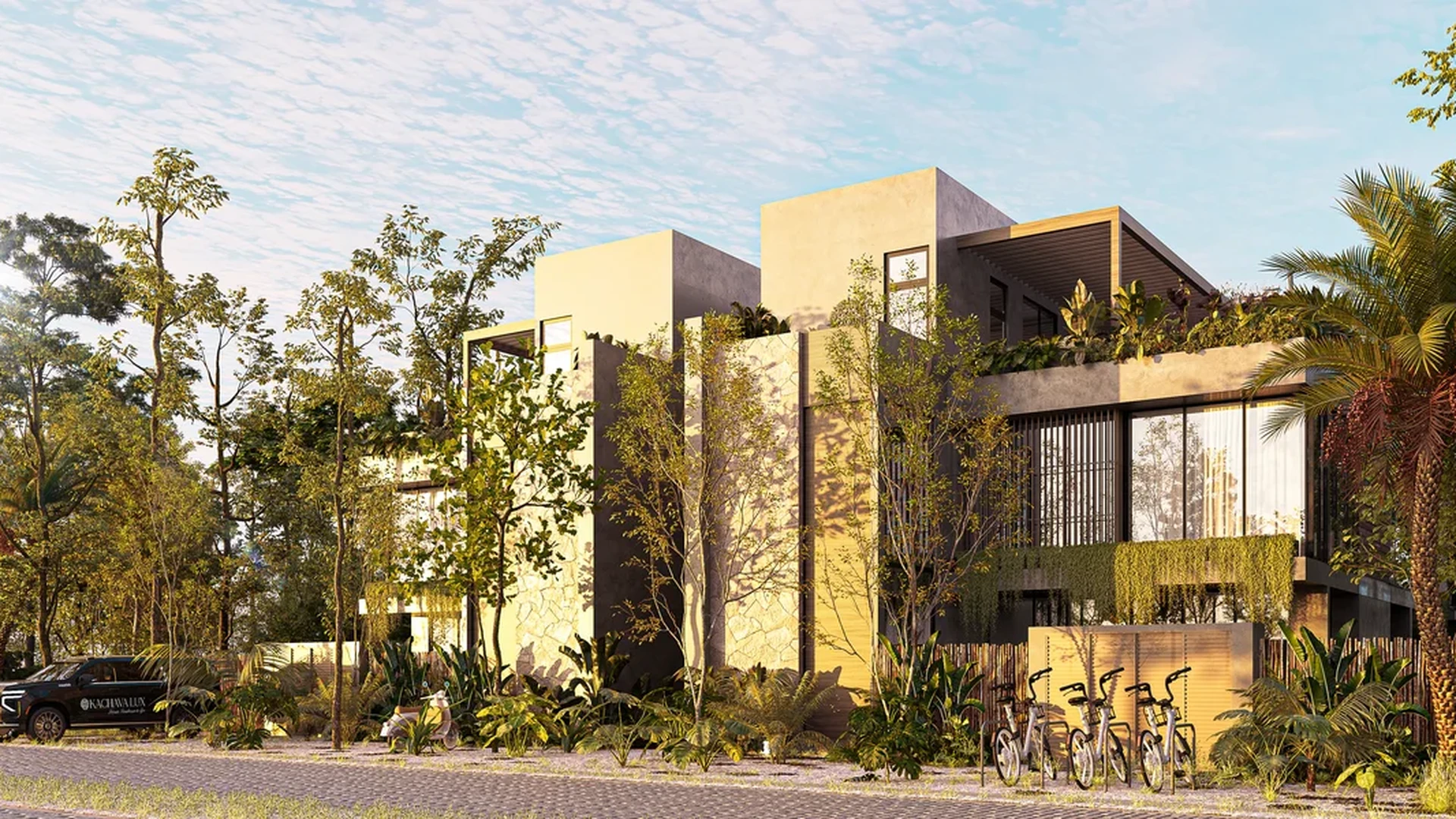 Image of Parking at Kachava Lux, featuring Modern Residence, Contemporary Facade.