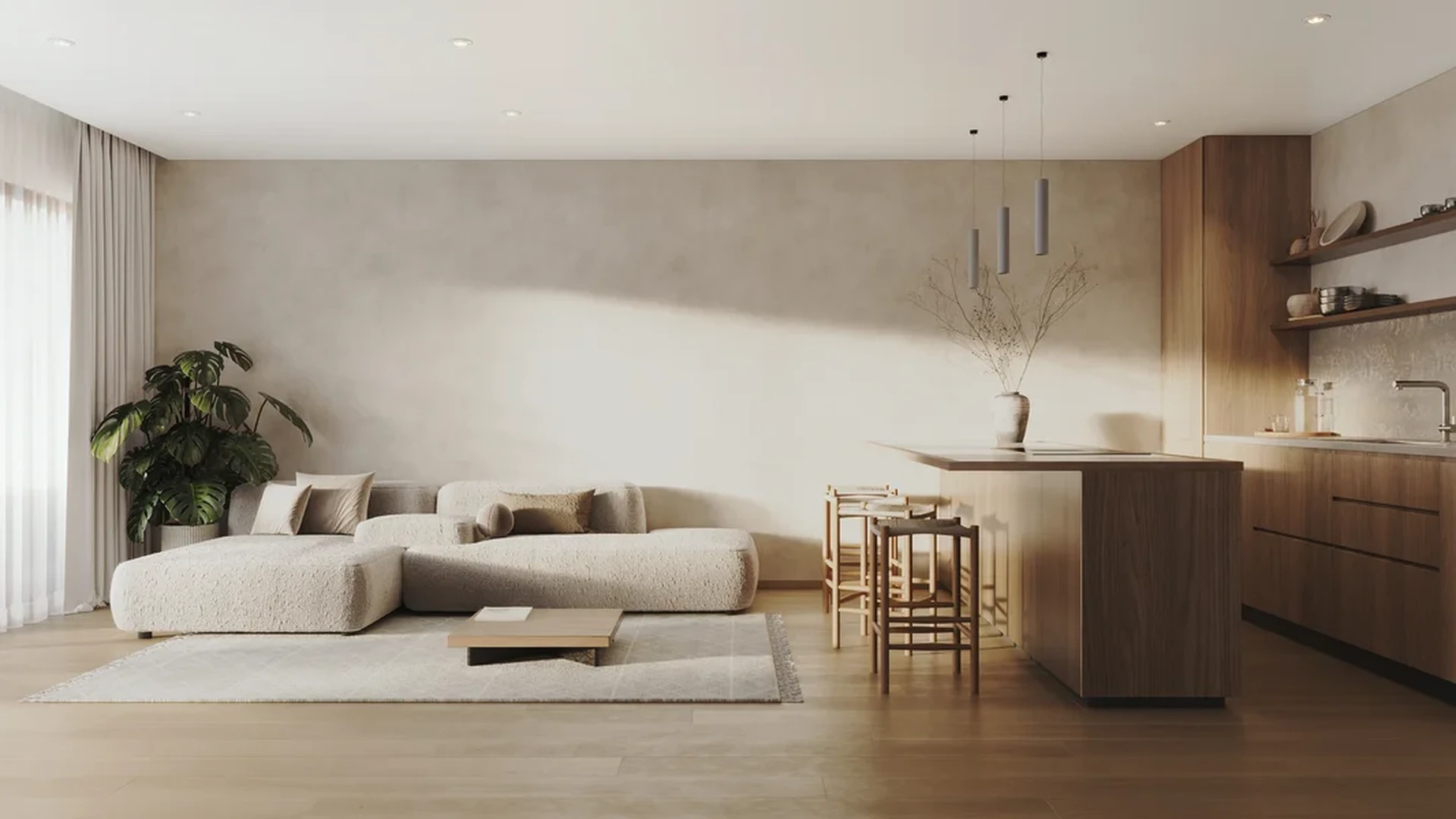 View of Modern Interior at Ki Residences, showcasing Open Concept Living, Minimalist Design.