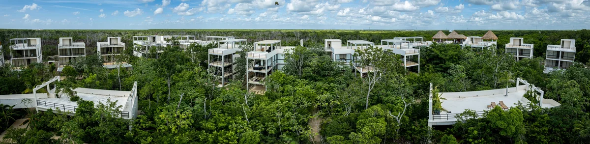 Image of Rooftop Terrace at Limas Tulum, featuring Aerial View, Residential Development.