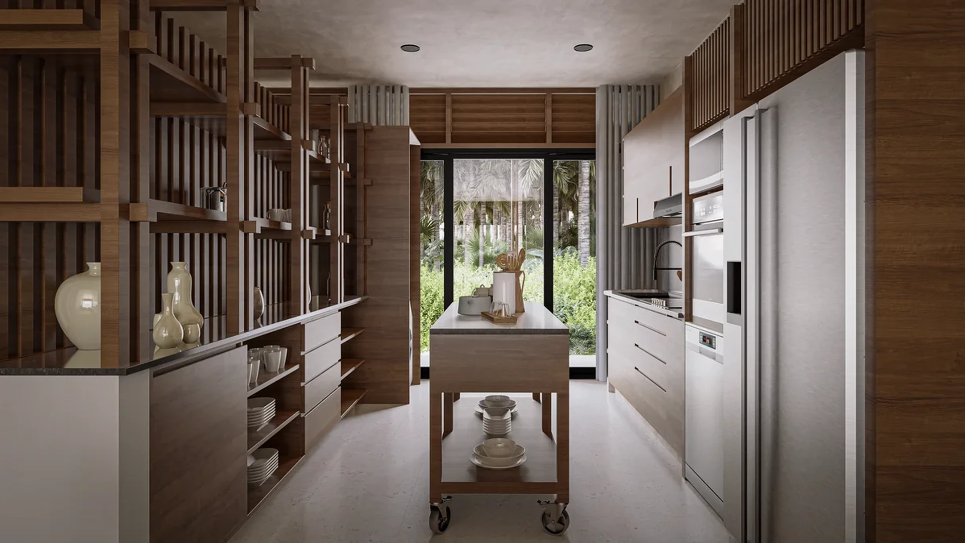 Image of Garden at Kiino, featuring Modern Kitchen, Wood Cabinetry.