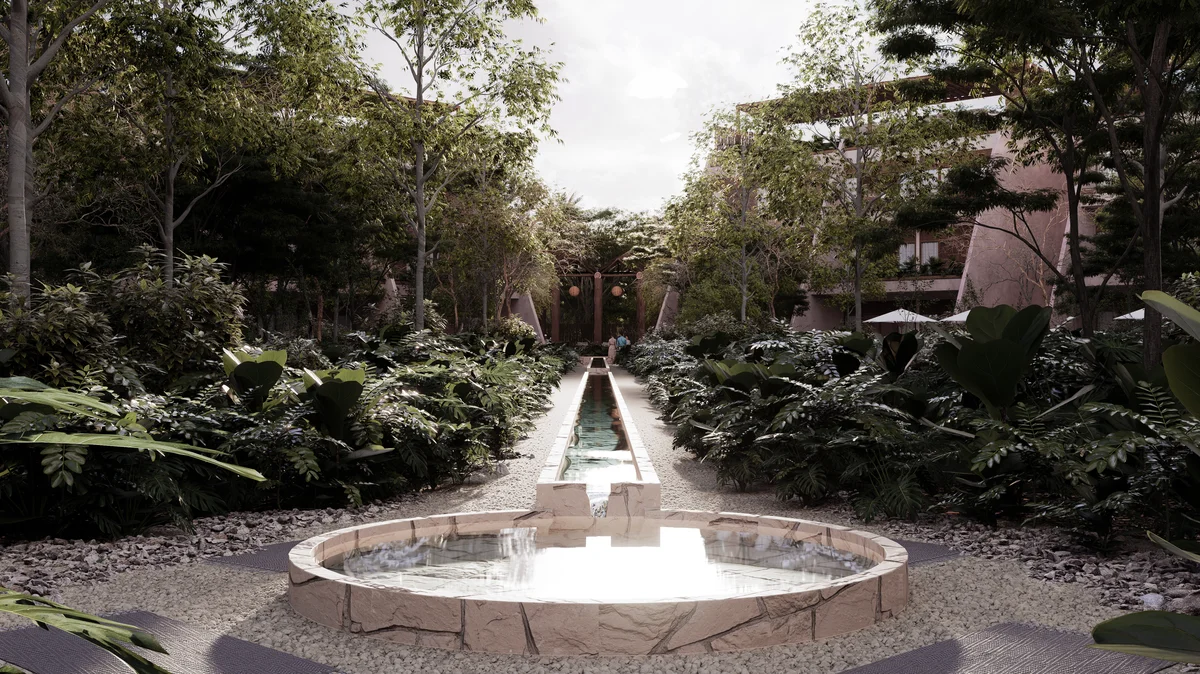 Image of Garden at Kiino, featuring Lush Garden, Water Feature.