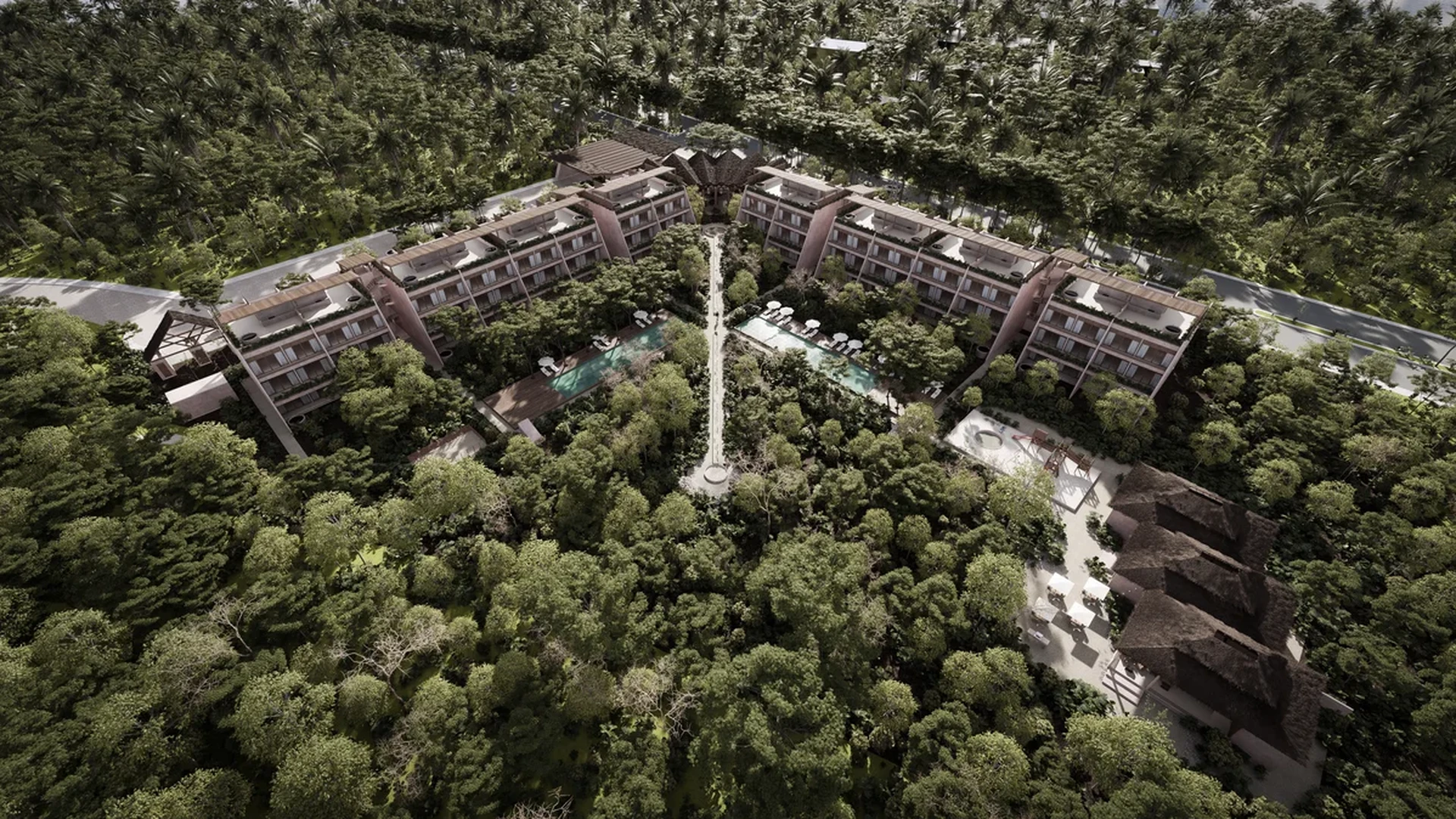 Image of Swimming Pool at Kiino, featuring Aerial View, Residential Complex.