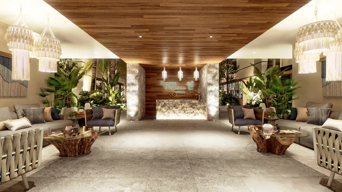 Image of a Lobby Lounge, featuring Reception Area and Tropical Modern Design.