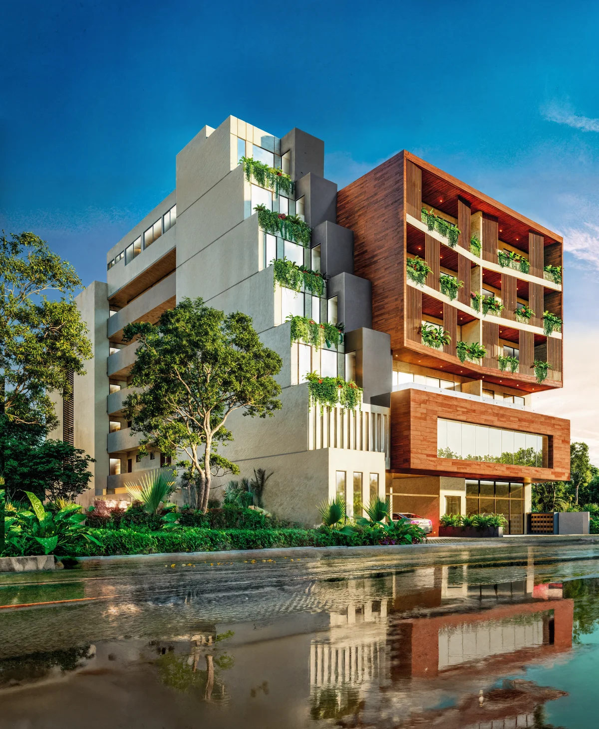 Image of Garden at Central Condo Living, featuring Modern Architecture, Contemporary Building.