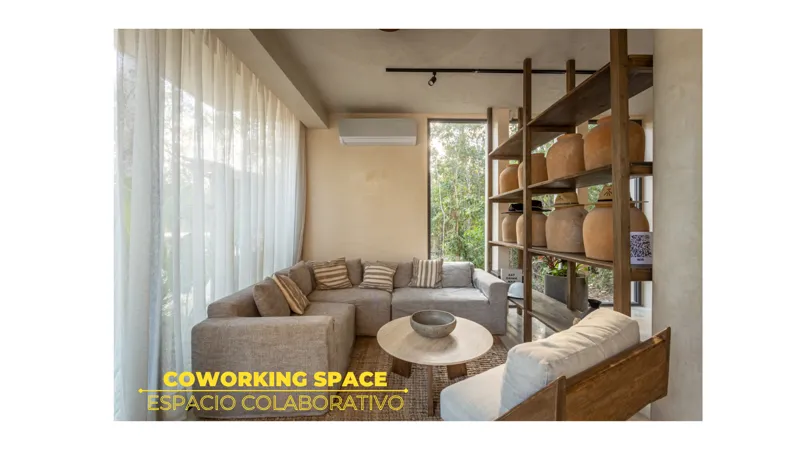 A collection of eight images displaying the finished amenities at Amari Tulum, including a spacious yoga and wellness center with large glass doors, a modern full-featured gym with various exercise equipment, a wooden sauna room, a refreshing cold...