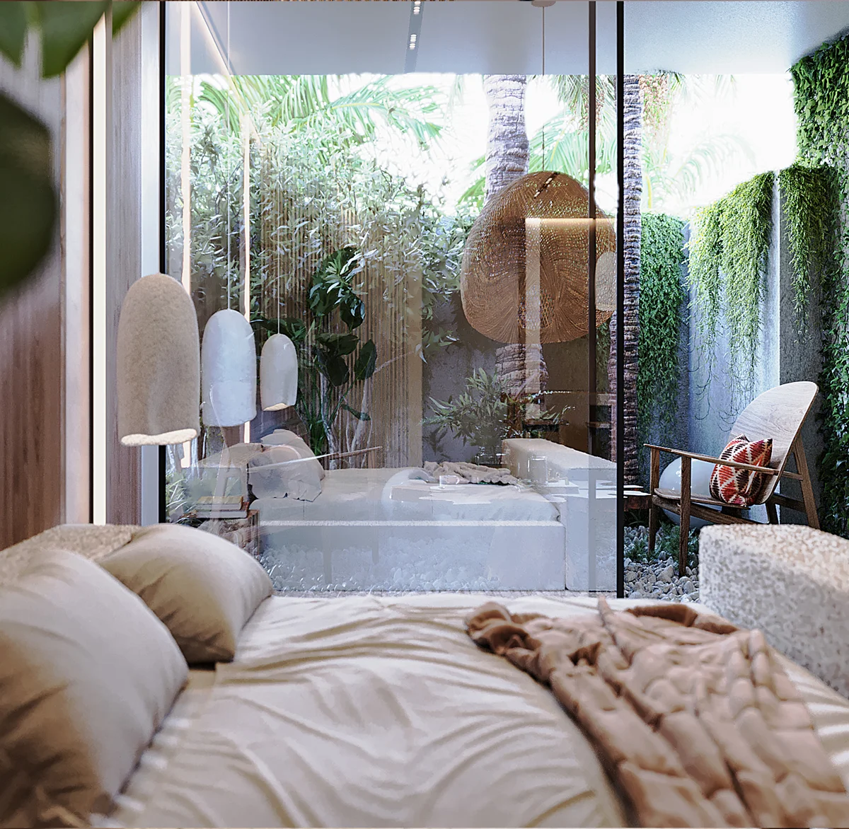 Image of a Bedroom Suite, featuring Private Patio and Indoor-Outdoor Living.