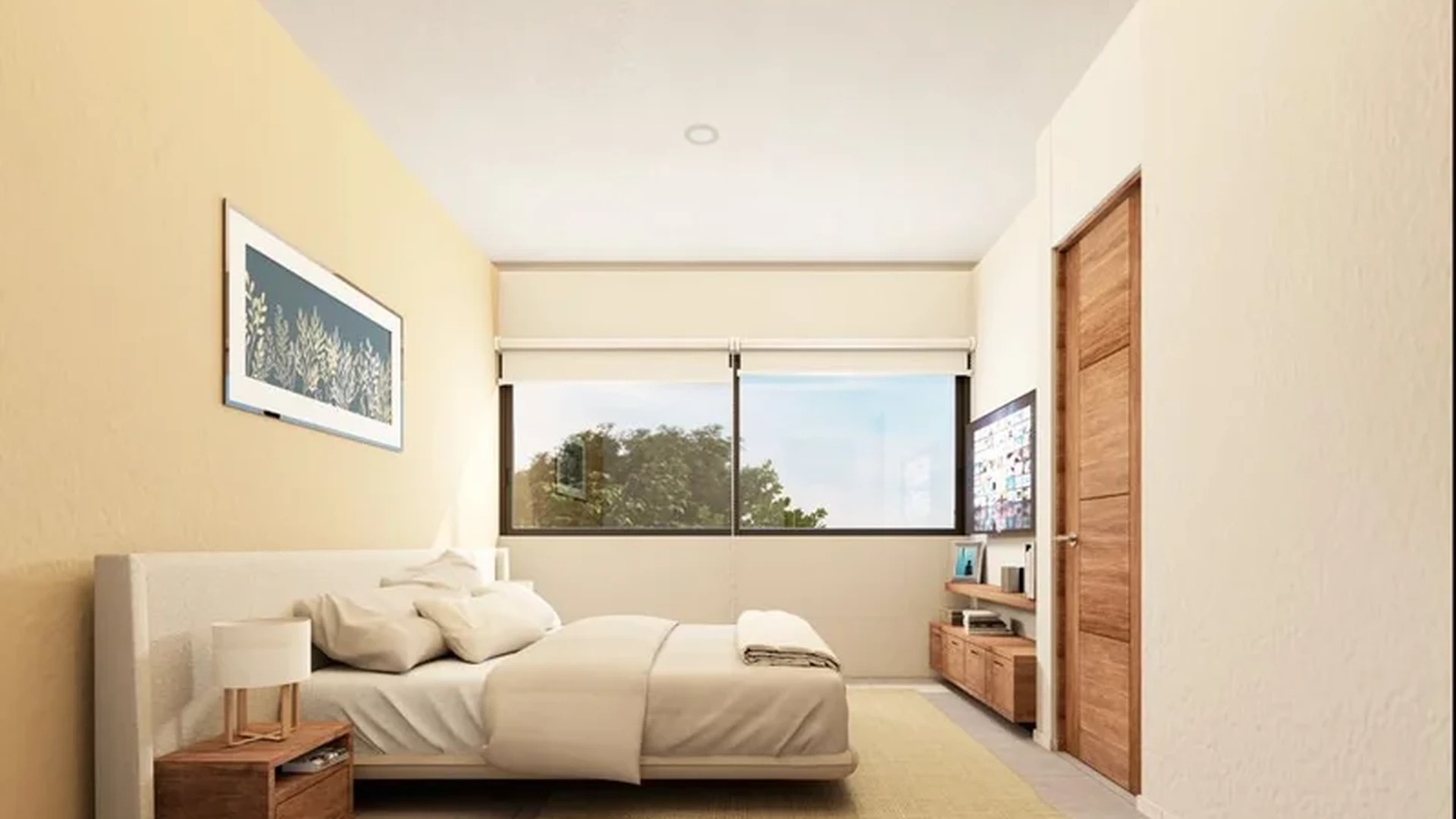 View of Modern Bedroom at Zek Tulum, showcasing Spacious Bedroom, Natural Light.