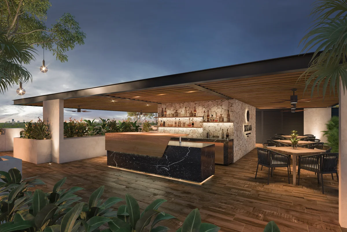 Image of Rooftop Terrace at Xkaa Tulum, featuring Rooftop Bar, Outdoor Lounge.