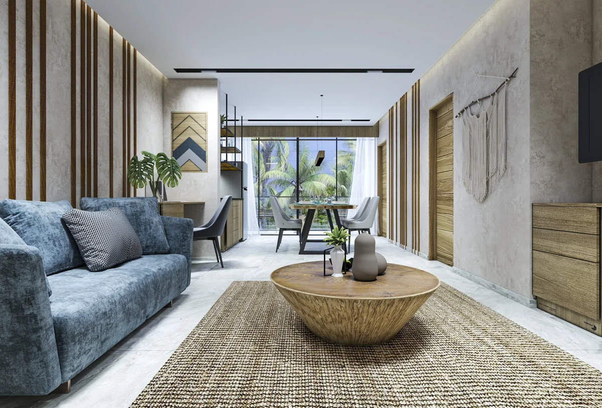 Image of Garden at Xkaa Tulum, featuring Modern Living Room, Open Concept Design.