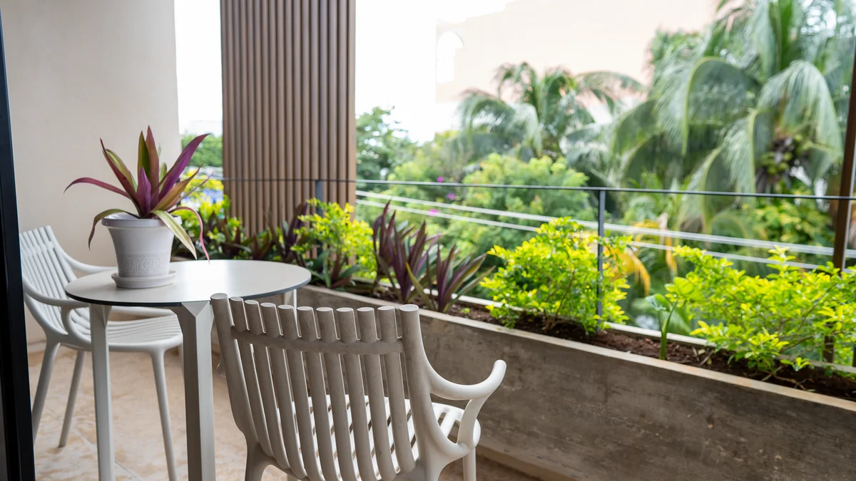 View of Private Balcony at Kaahal, showcasing Outdoor Living, Tropical View.