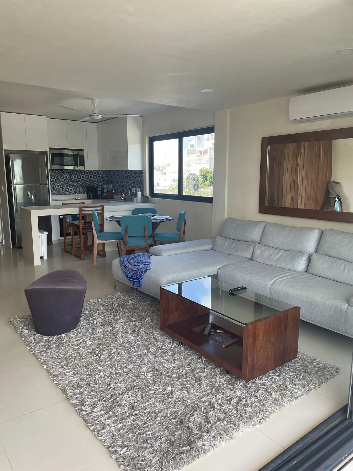 View of Open Concept Living at Polo 5ta, showcasing Modern Living Room, Integrated Kitchen.