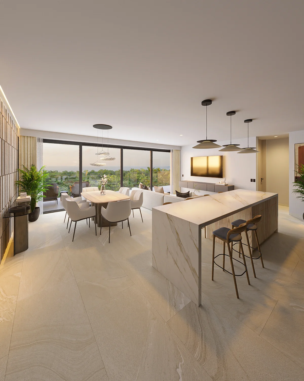 Image of Garden at Distrito Xcalacoco Beach, featuring Open Concept Living, Modern Interior Design.