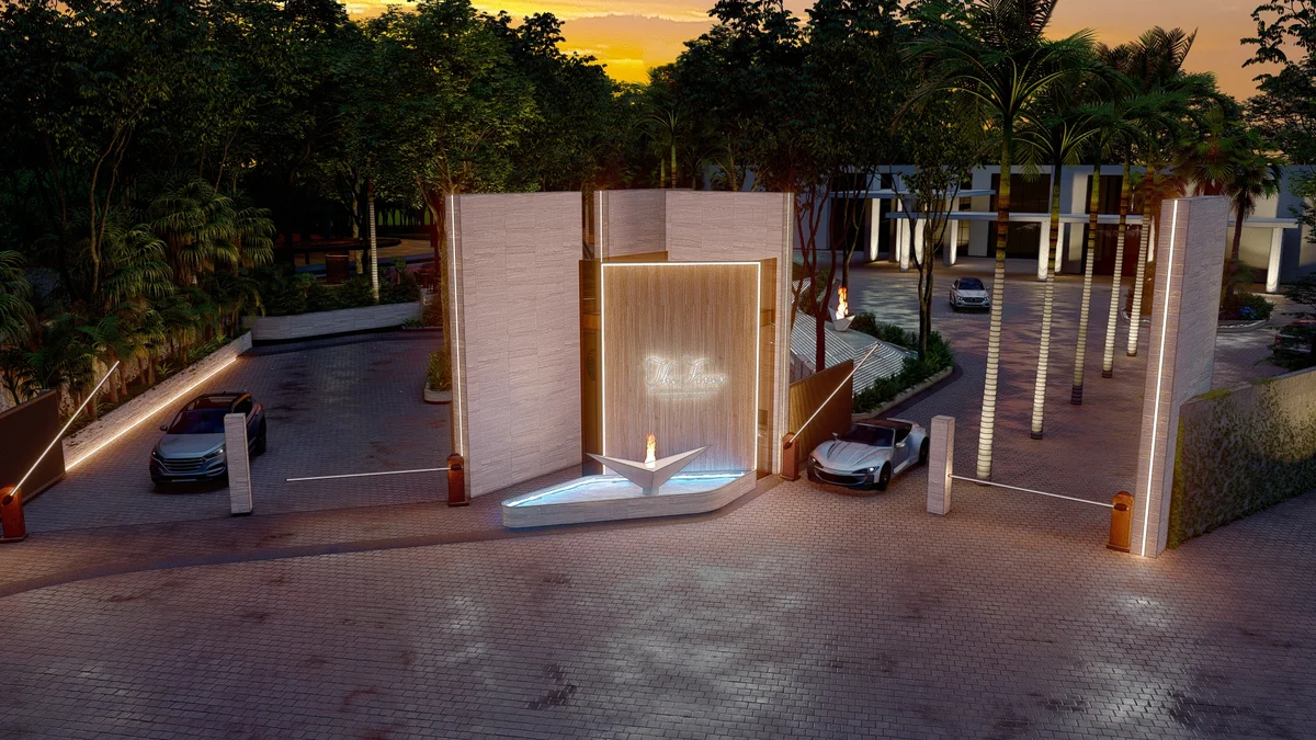 Image of Parking at Distrito Xcalacoco Beach, featuring Grand Entrance, Gated Community.