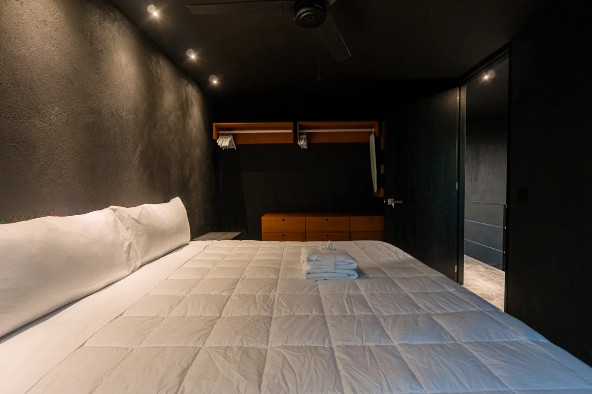 View of Bedroom at Tree60, showcasing Modern design, Dark aesthetic.