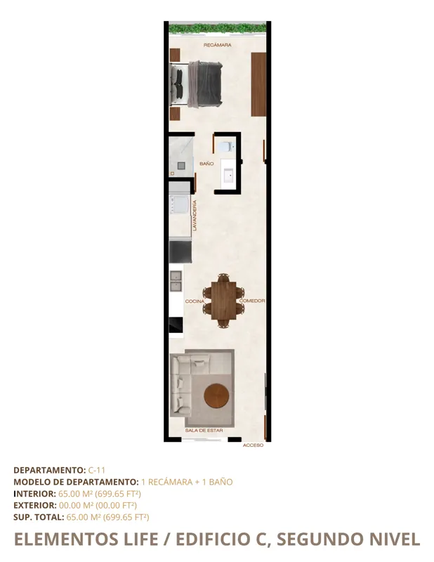 A collection of 8 detailed floor plans for units C-16, C-17, C-18, C-19, C-20, C-21, C-22, and C-23 in Elementos Life's Building C, illustrating various apartment layouts with 1, 2, or 3 bedrooms, bathrooms, living areas, kitchens, and balconies, ...